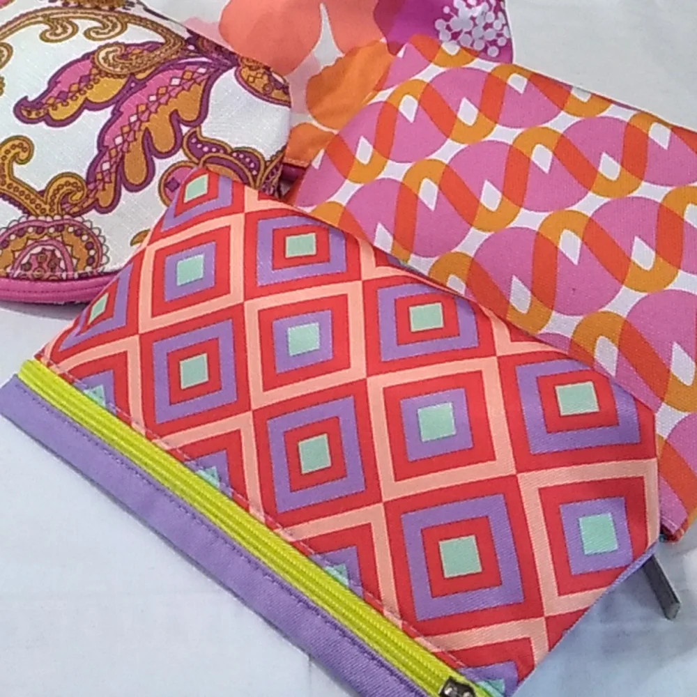 Clinique Cosmetic Bags Bundle Of 4 Multicolor Floral Paisley Geometric Prints